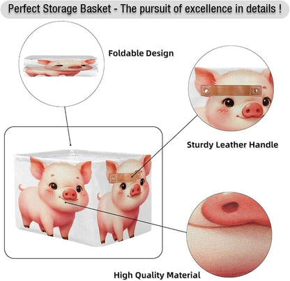 Pardick Basket Storage Bins Cute Animal Pig Rectangle Cube Basket Box Kids - Image 6