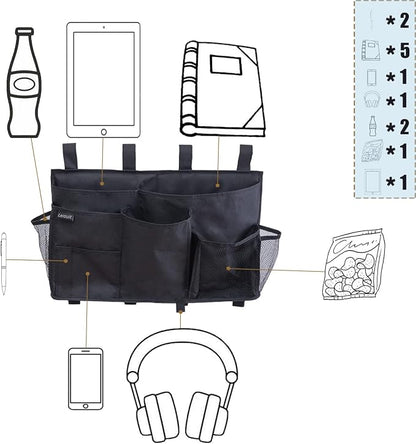 LEISUIT Hanging Storage Bag Bedside Organizer 9 Pockets Black - Image 4