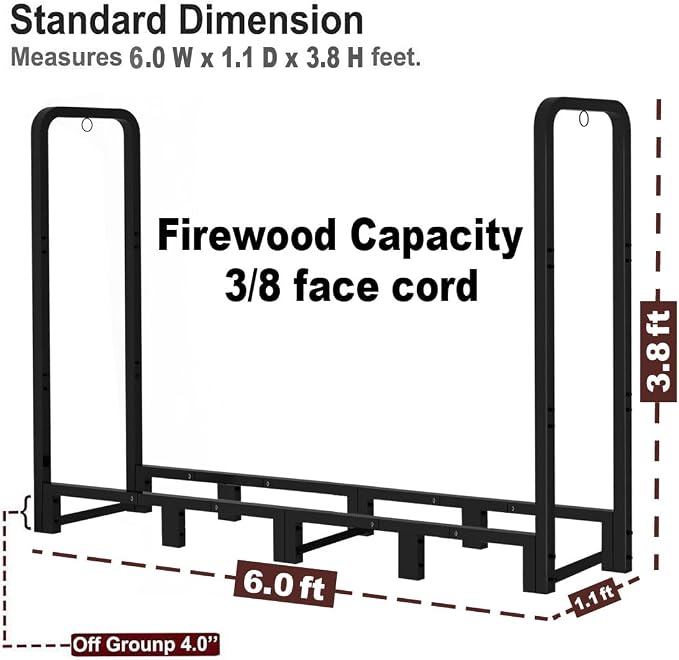 Firewood Rack Stand 6ft Heavy Duty Logs Carrier Holder - Image 4