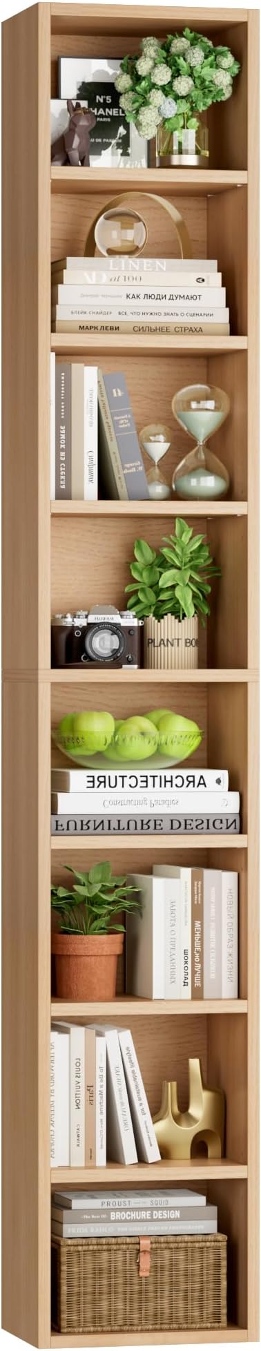 FOTOSOK Bookshelf Bookcase 8-Tier Narrow Bookshelf Tall CD Media Tower Rack | by FOTOSOK