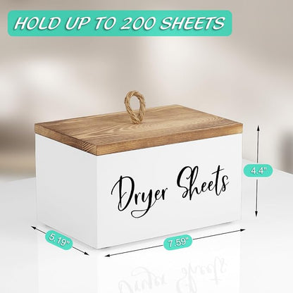 Bivvclaz Dryer Sheet Holder, Wooden Laundry Sheets Container, Laundry Room - Image 2