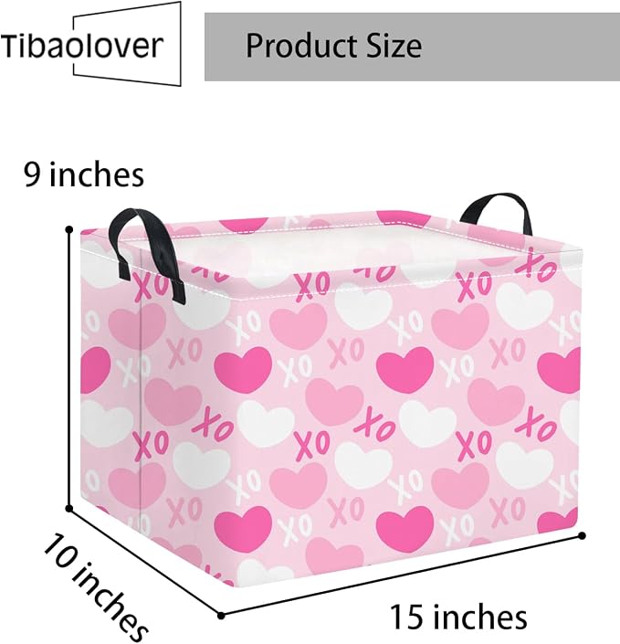 Rectangular Valentines Basket for Home Kitchen Girls Cute Kids Storage Bin - Image 7