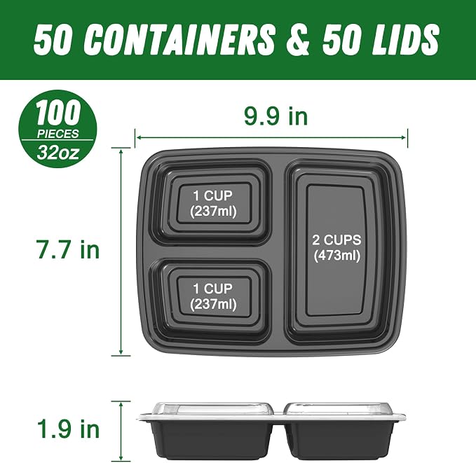 50 Pack 32 oz Meal Prep Containers Reusable - Image 2