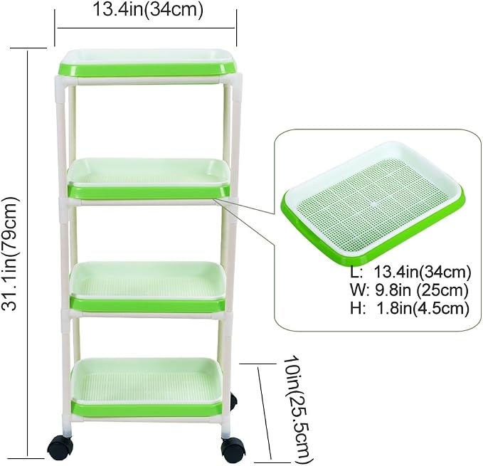 4 Layers Sprout Trays with Extra Strength Plastic Shelf Soil-Free Healthy - Image 4