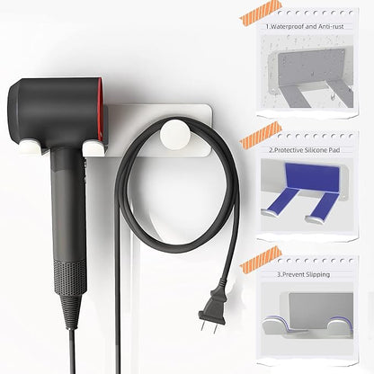 FLE Hair Dryer Holder Wall Mounted, Stainless Steel Self Adhesive Blow Dryer - Image 4