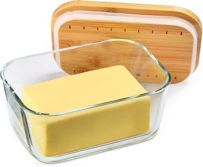 Glass Butter Dish With Sealed Lid by Hekeieon