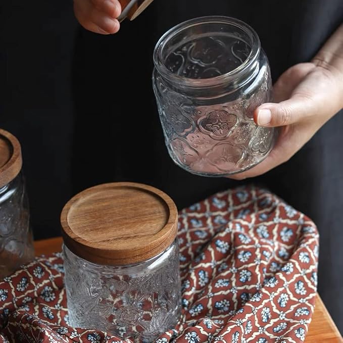 ANSQU Set of 4 Vintage Glass Airtight Storage Jars, 17 FL OZ Glass Storage - Image 7