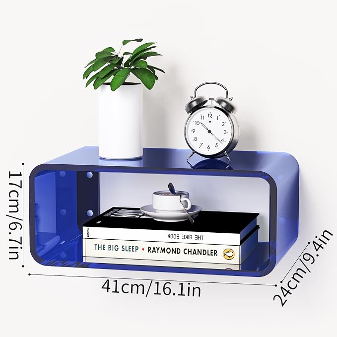 Acrylic Floating Nightstand, Bedside Table, Nightstand Shelf Wall Mounted - Image 3
