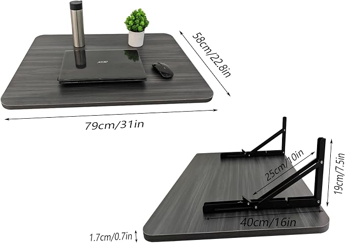 31" x 22.8" Wall Mounted Folding Desk, Floating Shelf Storage Table - Image 2