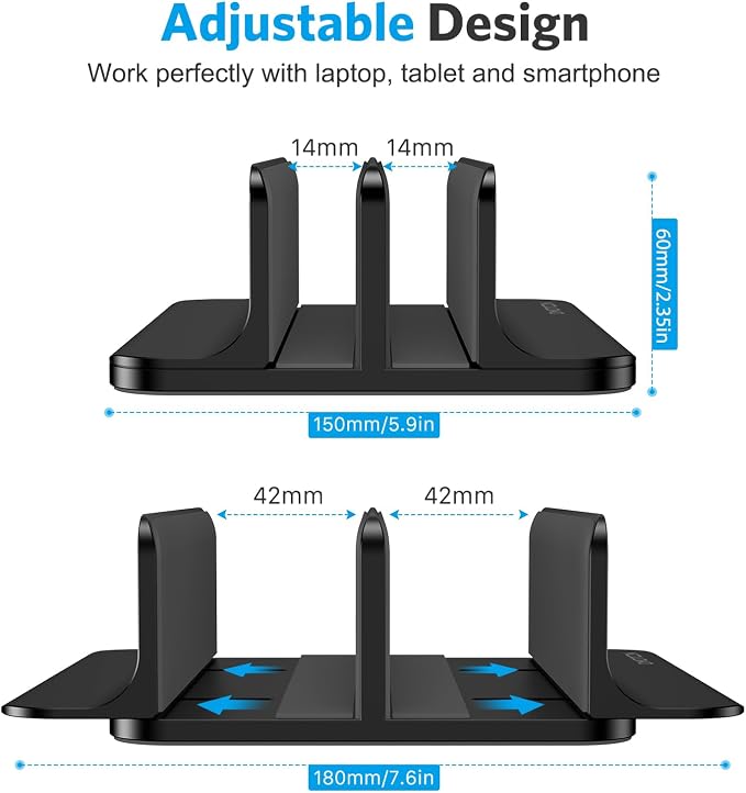 OMOTON Vertical Laptop Stand, Desktop Aluminum Mac Book Stand - Image 4