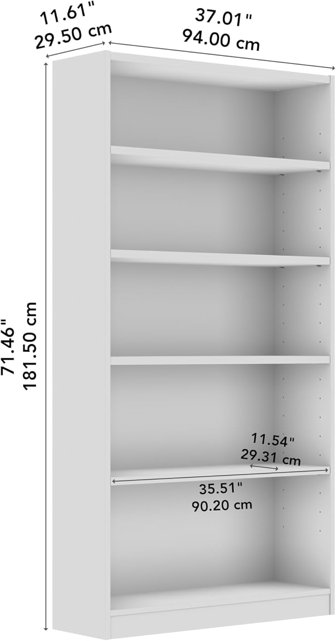 Bush Furniture Universal Tall 5 Shelf Bookcase in Black Walnut, Vertical - Image 3