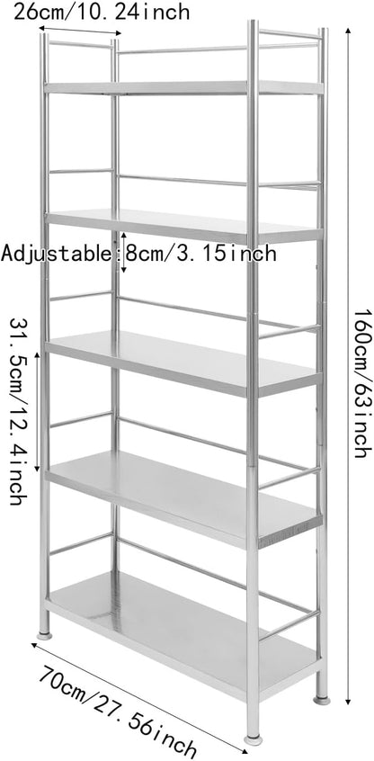 5-Tier Stainless Steel Shelf, Heavy Duty Storage Rack - Image 2