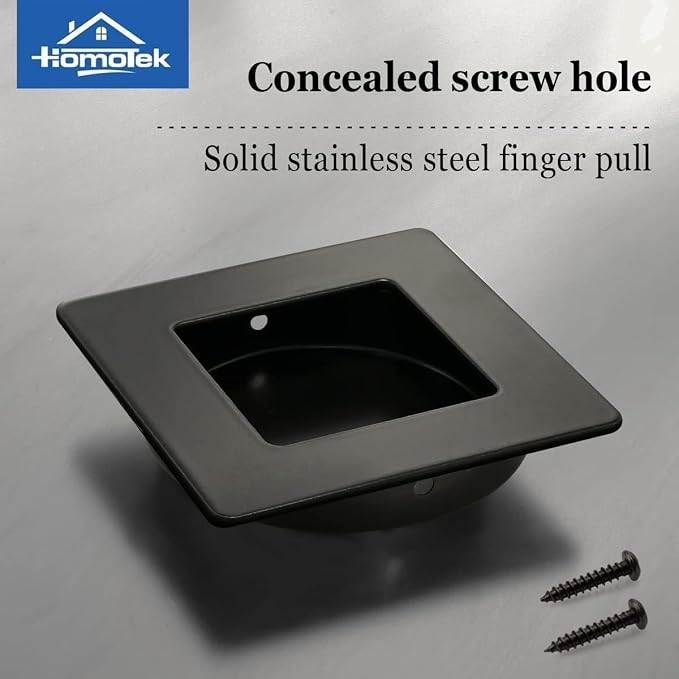 HOMOTEK 2-3/4 Inch Square Recessed Sliding Closet Door Finger Pulls, Inner Dia - Image 3