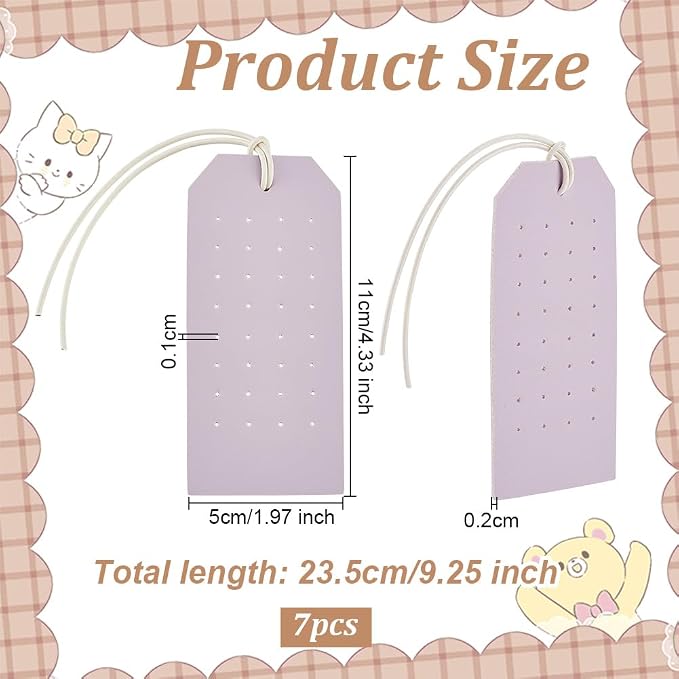 OLYCRAFT 7Pcs Portable Leather Earring Holders Light Purple Leather Earring - Image 2