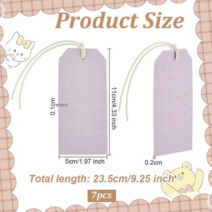 OLYCRAFT 7Pcs Portable Leather Earring Holders Light Purple Leather Earring - Image 2