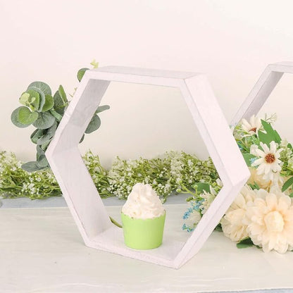 Efavormart 2 Pack | 9" Hexagon Whitewashed Wood Centerpiece, Geometric Terrarium - Image 8