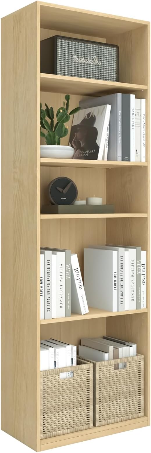 CTESNE【2026 Adjustable Shelves 5-Tier Bookcase, 71 inches, Wooden Open Display by CTESNE