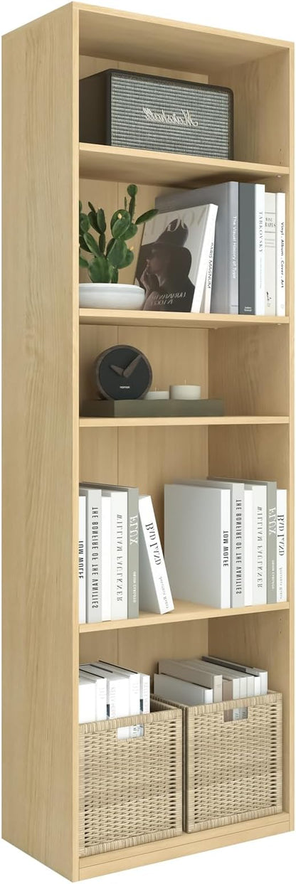 CTESNE【2026 Adjustable Shelves 5-Tier Bookcase, 71 inches, Wooden Open Display by CTESNE