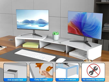 Dual Monitor Stand for Desk, Metal Computer Stand, Desk Shelf Riser, Desktop - Image 6