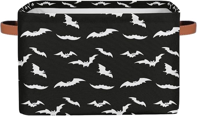 Basket Storage Bins Halloween Black White Bat Rectangle Cube Basket Box Kids by Pardick