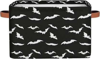 Basket Storage Bins Halloween Black White Bat Rectangle Cube Basket Box Kids by Pardick