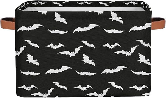 Basket Storage Bins Halloween Black White Bat Rectangle Cube Basket Box Kids by Pardick