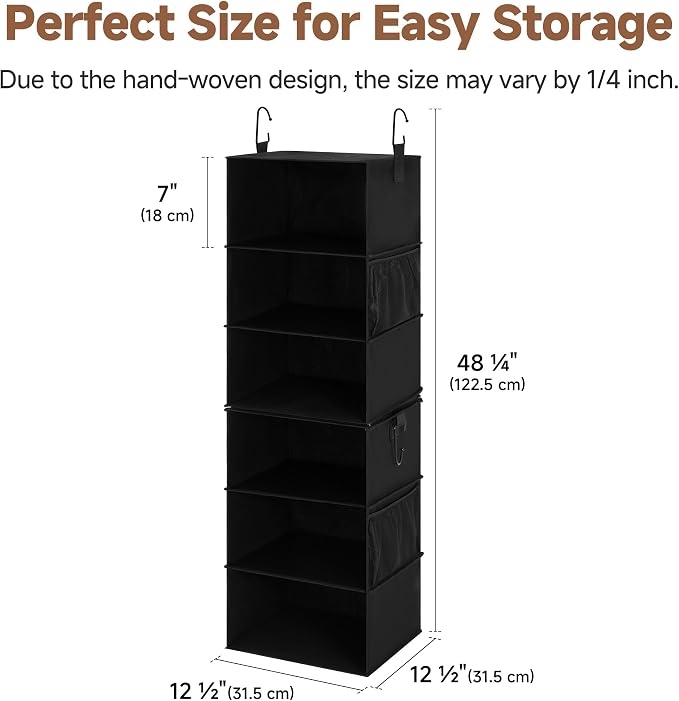 StorageWorks Hanging Closet Organizer 6-Shelf, Separable Two 3 Shelf Closet - Image 3