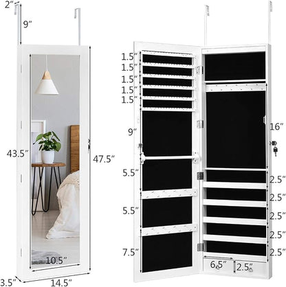 Giantex 15 LEDs Jewelry Armoire, Wall Mounted or Door Hanging, Lockable Jewelry - Image 7