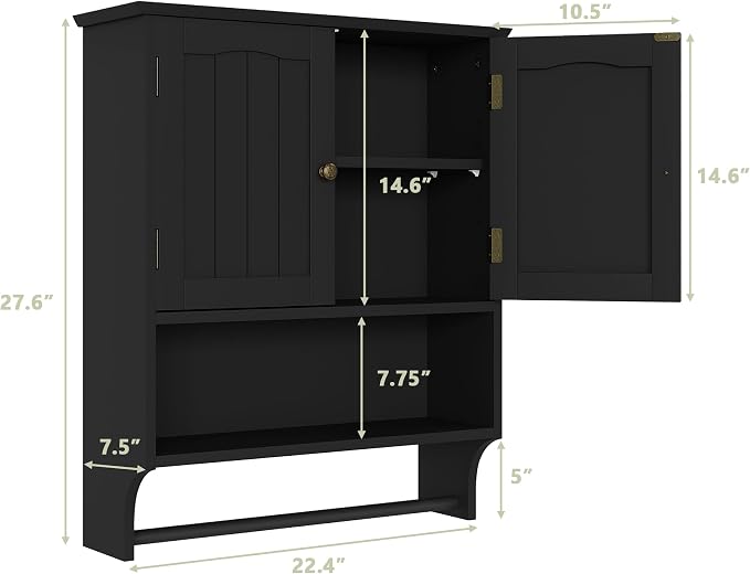 Smuxee Black Bathroom Cabinet Wall Mounted - Image 3