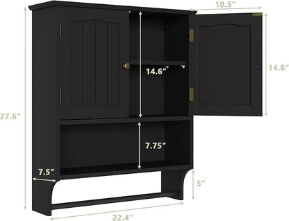 Smuxee Black Bathroom Cabinet Wall Mounted - Image 3