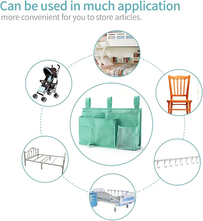 Bseash Bunk Bed Organizer, Bedside Caddy Hanging Bed Organizer Storage Bag 8 - Image 5