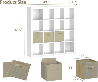 furtble Bookshelf with Storage Bins, 16-Cube Storage Organizer with Back Panels - Image 3