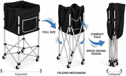 Laundry Cart with Wheels, 35.9" No-Bend Rolling Cart, 600D washable bag - Image 4