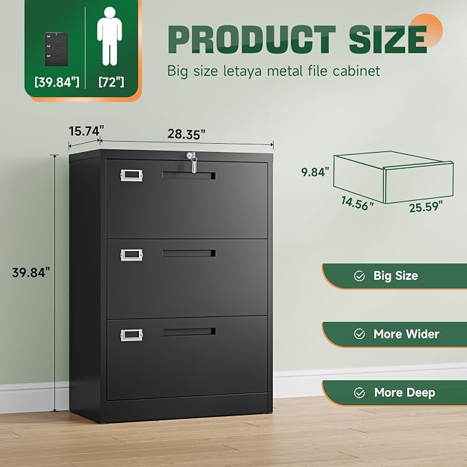 Letaya 3 Drawer File Cabinets - Image 3