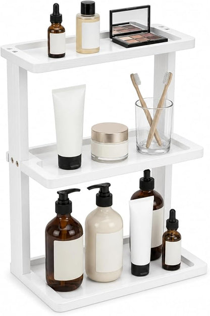 PEKER Bamboo Bathroom Organizer Countertop – Vanity Storage Shelf by Unknown