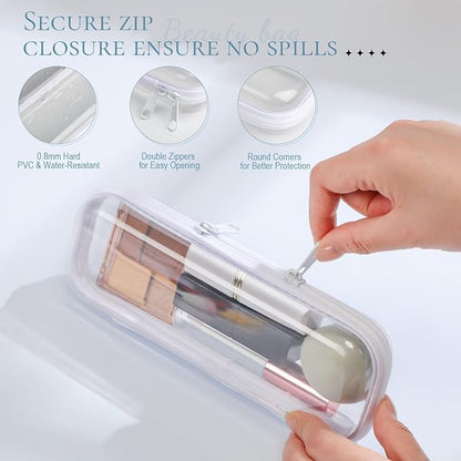 Sanwuta 6 Pcs Clear Hard Zipper Case Hard Plastic Zipper Pouches Transparent - Image 3