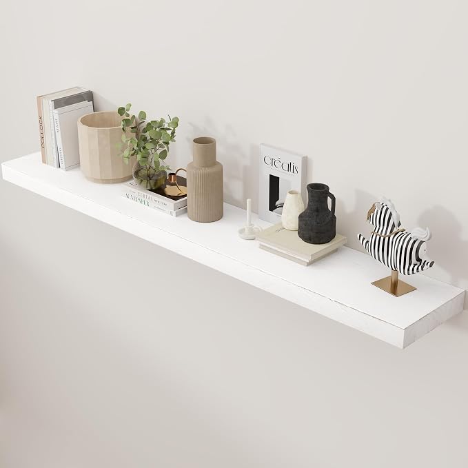 Floating Shelves for Wall, Rustic Elm Wood 56'' W x 8" D Wall Shelf by Axeman
