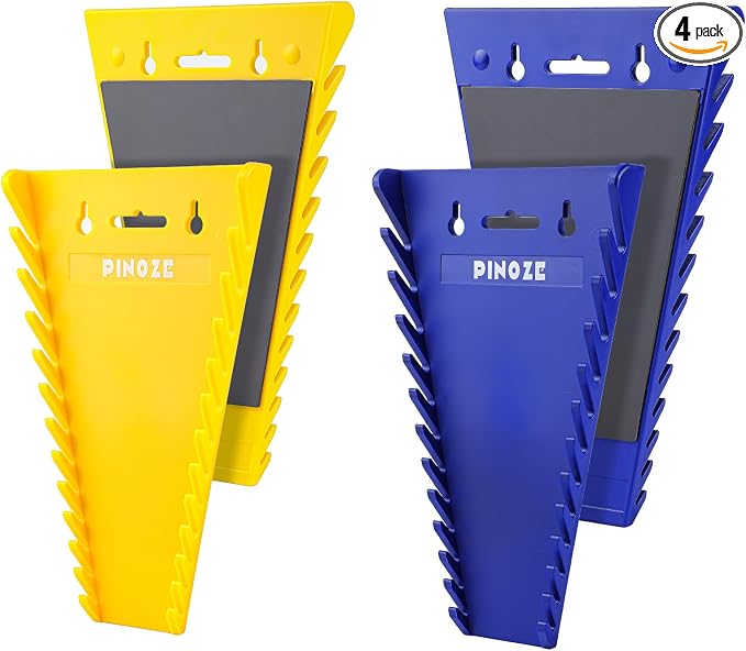 4-Pack Magnetic Wrench Organizer, 48-Slot Wrench Rack Tool Trays, Durable ABS by Unknown