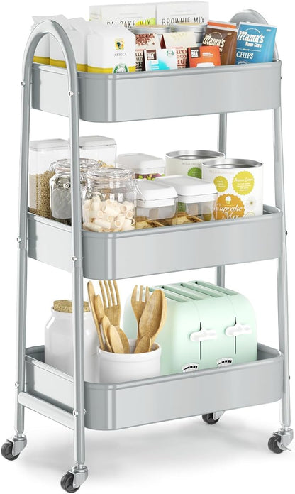 EAGMAK 3 Tier Utility Rolling Cart, Metal Storage Cart by Eagmak