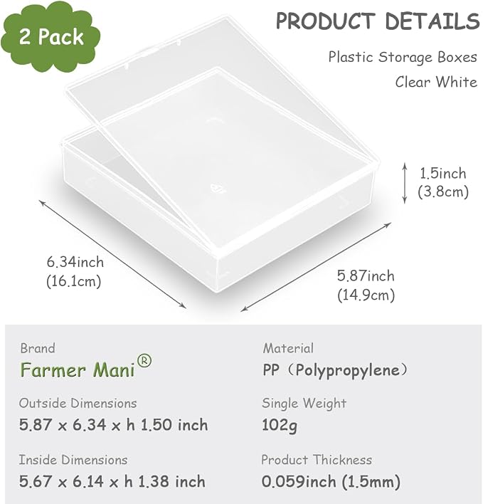 Clear Polypropylene Rectangle Beads Storage Containers Box - Image 2