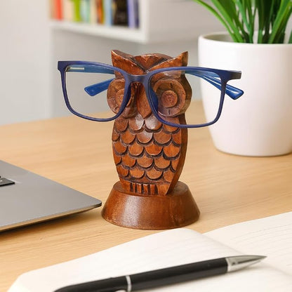 Stocking Stuffers Wooden Owl Glasses Holder Night Stand Reading Eyeglass - Image 2
