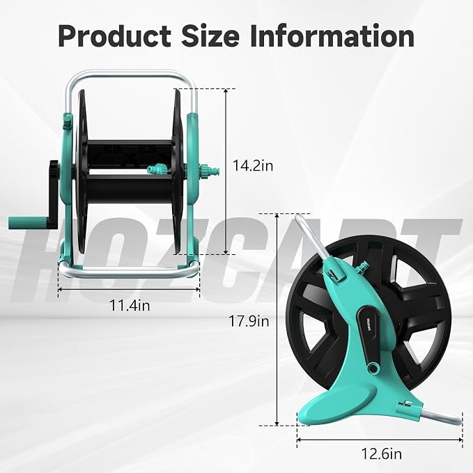 Garden Hose Reel Cart, Hose Holder Up to 50-100 Feet of 5/8" Hose, Wall Mounted - Image 2