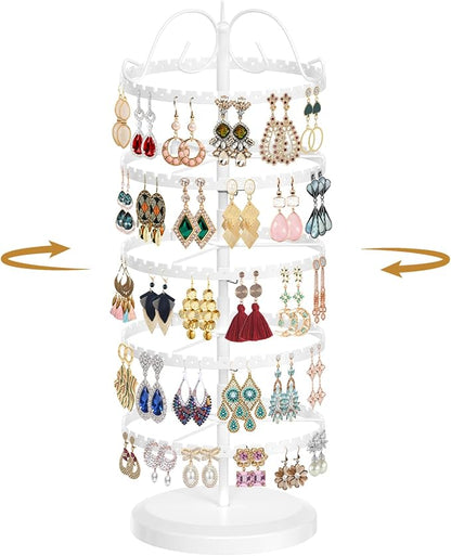 MODOWEY 5 Tier Rotating Earring Holder Organizer Stand, Adjustable Metal by MODOWEY