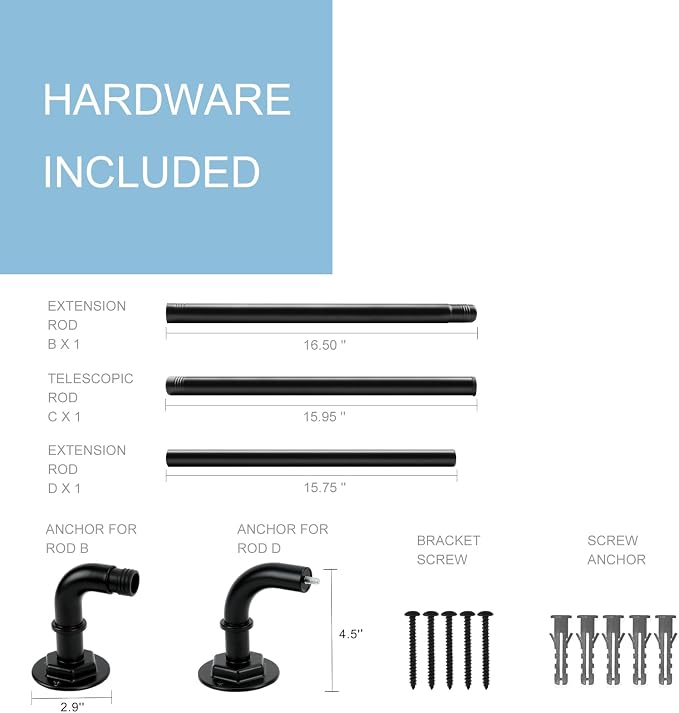 Byondeth Curtain Rods for Windows 16 to 45 Inches Adjustable Blackout Wrap - Image 4