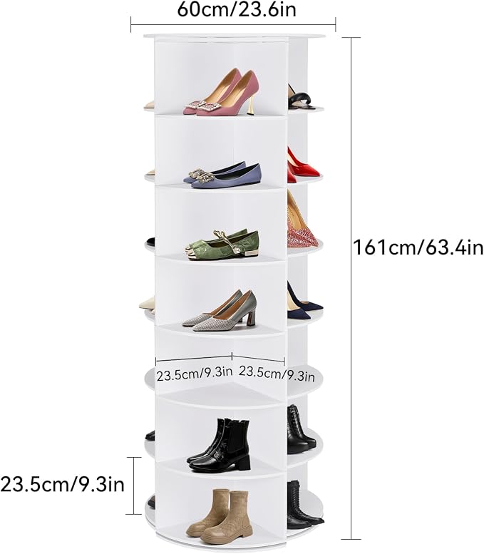 7 Tier Rotating Shoe Rack Tower, 360° Shoe Storage Organizer - Image 3