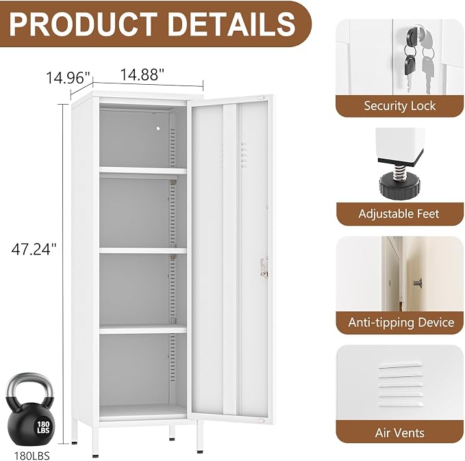 pozdeg 47.24" Metal Storage Locker - Image 3