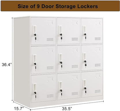 Metal Locker 9 Door Storage Cabinet, Steel Office Storage Lockers - Image 3