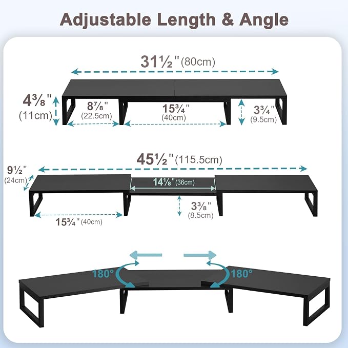 TEAMIX Desk Organizer Dual Monitor Stand Riser, Adjustable Computer Stand - Image 4