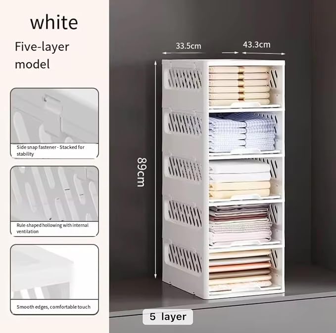 5 Pack Stackable Drawer Storage Baskets – Foldable Closet Organizer - Image 3