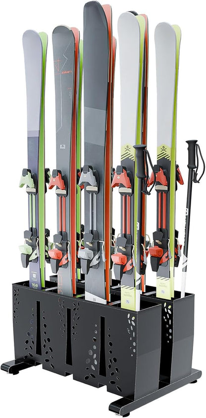 Ski Storage Rack for Garage, 8 Pair Heavy Duty Steel Freestanding Ski Storage by TOCRETOARE